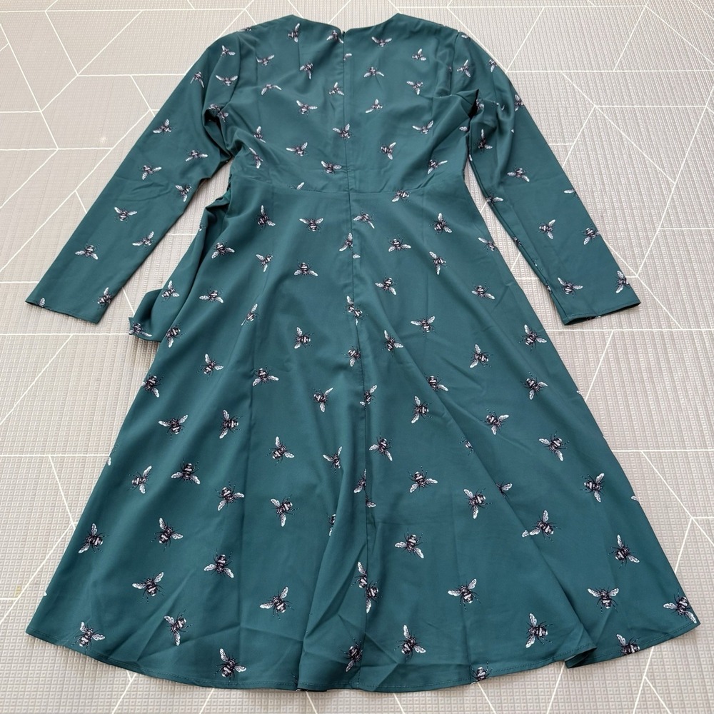 Modcloth Hutch Just Bee Yourself‎ Size 10 Green Midi Dress Faux Wrap - Picture 4 of 10